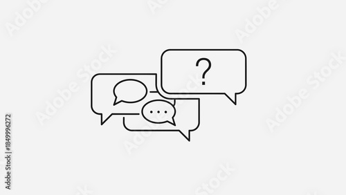 Chat bubbles with question mark and dots for discussion