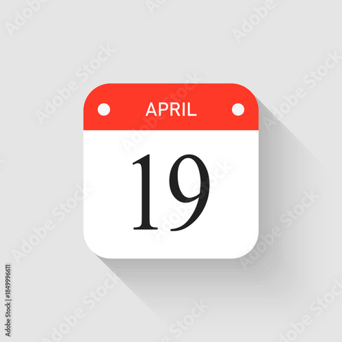 Vector icon page day calendar - 19 April month