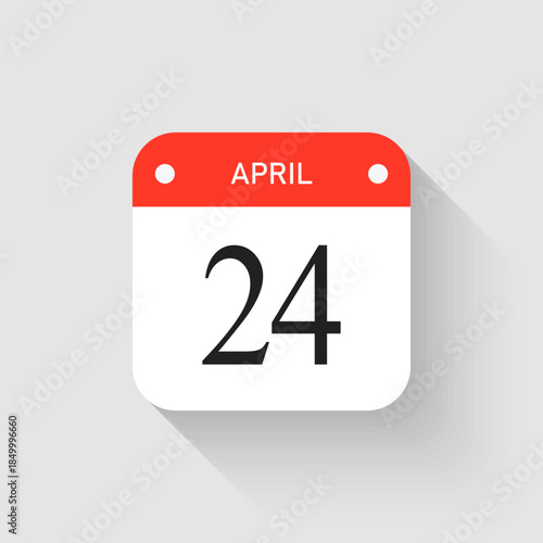 Vector icon page day calendar - 24 April month