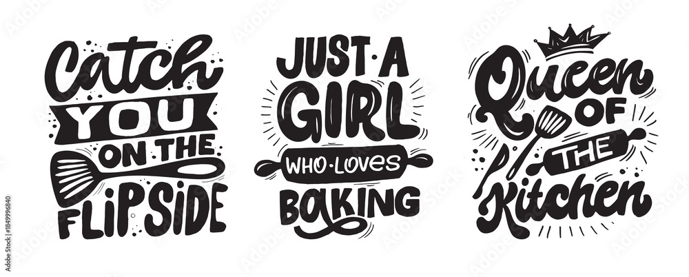 Fototapeta premium Funny hand drawn doodle lettering quote about cooking and kitchen. Lettering for t-shirt design, mug print, bag print, clothes fashion. 100% hand drawn vector image. 