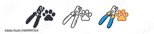 pet grooming nail clipper tool next to paw outline