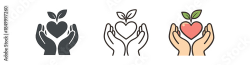 mindfulness hands holding small heart and leaf