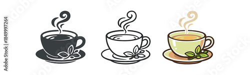 mindfulness cup of herbal tea with soft steam swirl