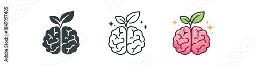 self growth brain with gentle leaf symbol emotional growth