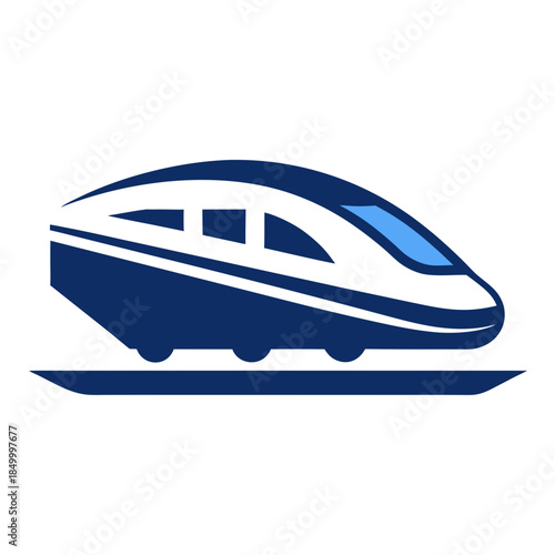 Modern high speed train logo design with sleek blue and white colors