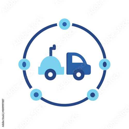 Delivery service icon featuring a van within a circular design