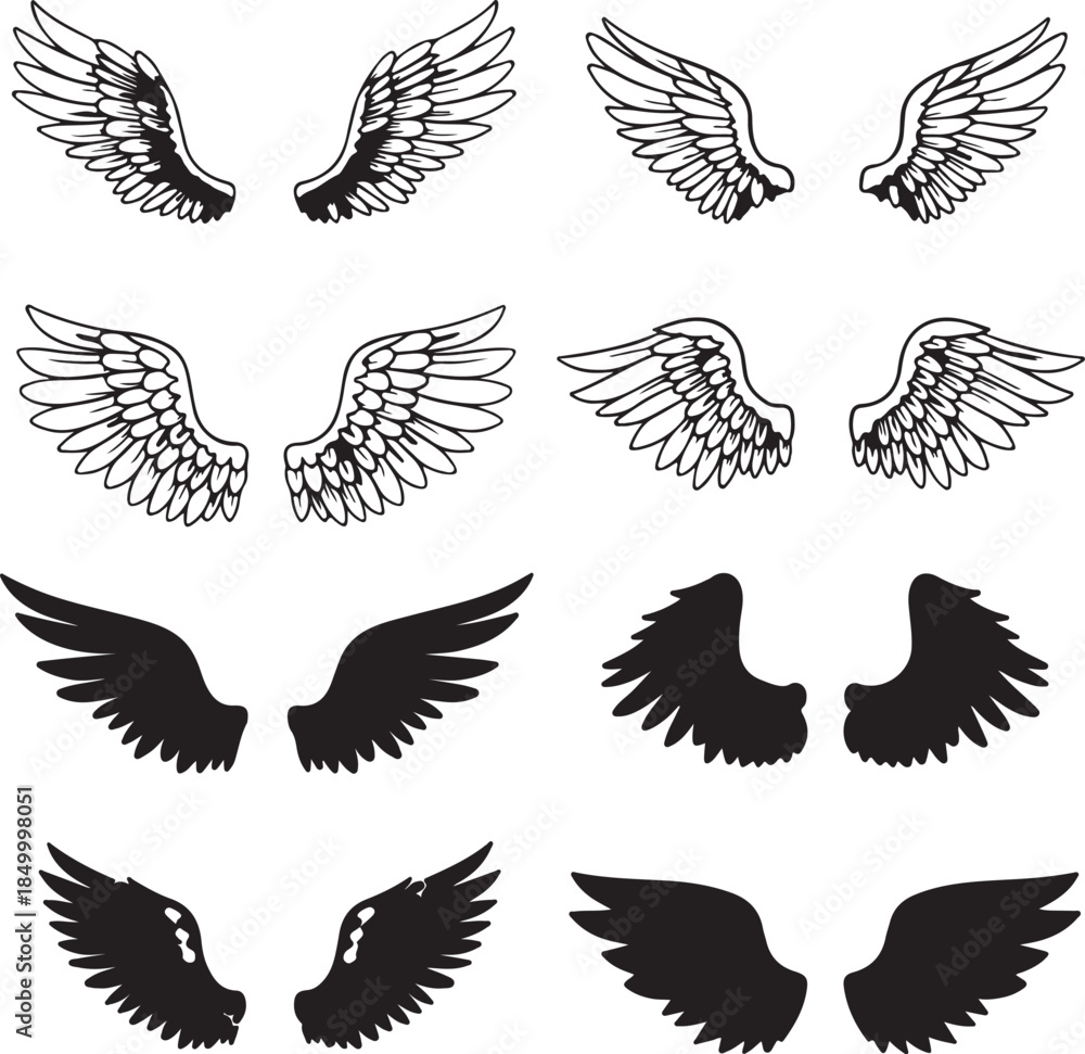 Fototapeta premium Angel Wings Icons Set vector untitled