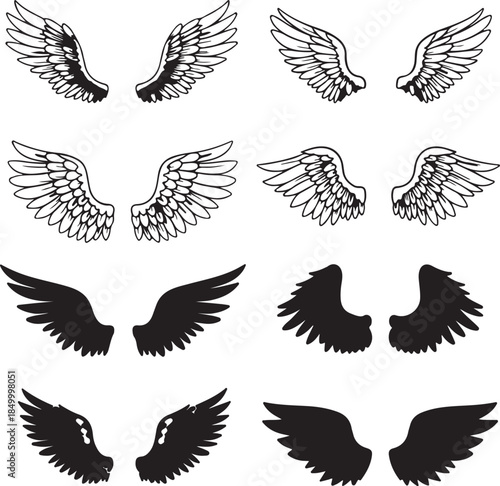 Angel Wings Icons Set vector untitled