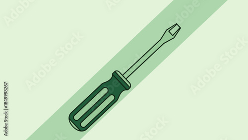 Screwdriver Isolated on Green Background.