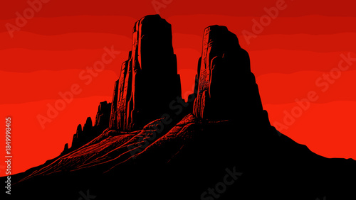 Silhouette of a Rock Formation.