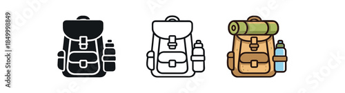 minimal travel hiking backpack with water bottle attached