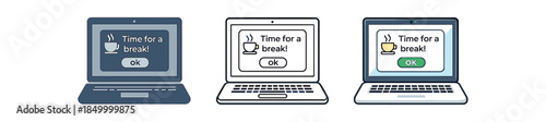 digital wellbeing laptop with break reminder and tiny cup symbol