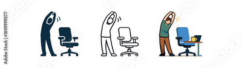 digital wellbeing person stretching away from computer chair