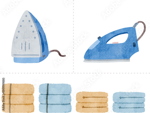 Iron and Towels Concept Illustration – Garment Care and Home Maintenance