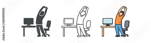 digital wellbeing person stretching away from computer chair