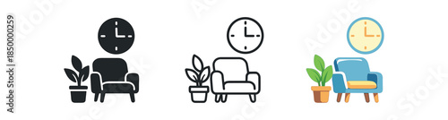 productivity break time with chair and plant