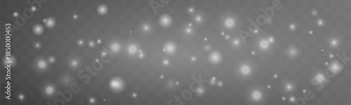 White dust gently sparkles with soft glowing bokeh light. Airy powder particles float calmly creating a winter charm. Perfect overlay for festive and elegant designs vector