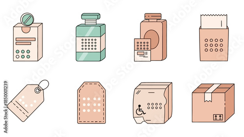 Collection of Product Packaging and Shipping Icons in a Flat Design Style