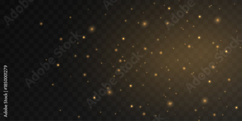 Soft golden dust sparkles with delicate shimmering bokeh. Light particles create a serene festive luxury atmosphere. Perfect overlay for Christmas and holiday compositions vector