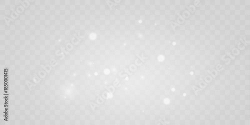 White dust softly sparkles with glowing bokeh highlights. Light powder particles float gently creating a winter mood. Perfect overlay for festive and clean designs vector