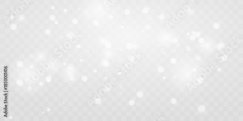 Soft white dust shines with elegant shimmering bokeh. Light festive particles create a refined winter mood. Perfect for clean holiday designs and overlays vector