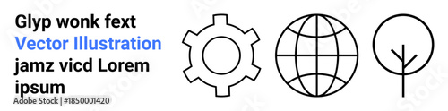 Gear, globe, and tree symbols portraying innovation, connectivity, and eco-consciousness. Ideal for technology, environment, globalization, sustainability corporate identity education resources