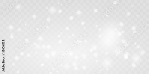 Airy white dust sparkles softly with luminous bokeh. Floating particles feel light, clean, and festive. Ideal for Christmas graphics and minimal holiday designs vector