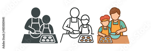 family life parent and child baking cookies kitchen