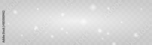 White festive dust glows softly with subtle sparkling highlights. Floating powder adds airy elegance and light motion. Ideal overlay for holiday cards, banners, and backgrounds vector