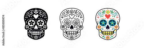 cinco de mayo skull sugar candy with floral decorations