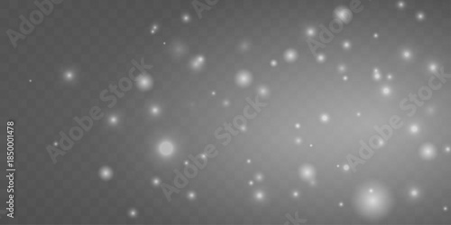 Clean white dust sparkles softly with luminous highlights. Airy powder adds peaceful winter elegance and charm. Ideal overlay for cards, banners, and festive compositions vector