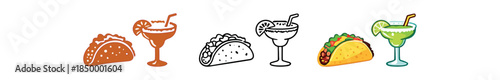 cinco de mayo taco and margarita party symbol pair