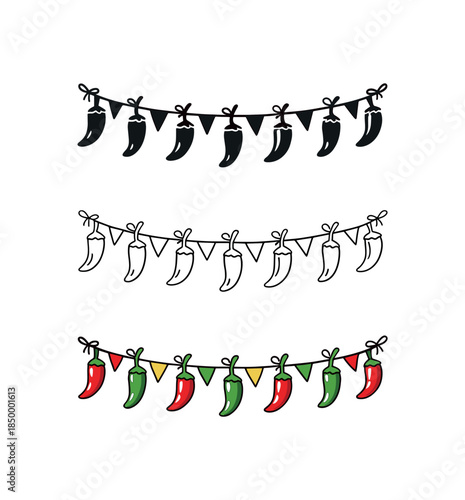 cinco de mayo chili peppers garland decorative hanging