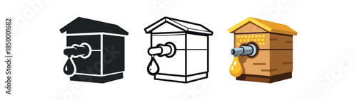 beekeeping honey flow hive with honey tap dripping liquid gold