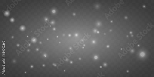 White dust sparkles softly with glowing bokeh. Airy particles float gently adding magical winter elegance. Perfect overlay for festive cards, banners, and designs vector