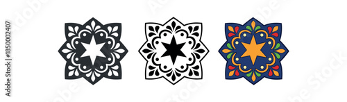 cinco de mayo mexican tile pattern rosette with center