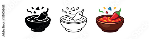 cinco de mayo bowl of salsa with floating chili and confetti