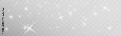 Soft white glitter dust glows with subtle sparkling bokeh. Floating powder adds elegance and light festive charm. Great overlay for Christmas and winter graphics vector