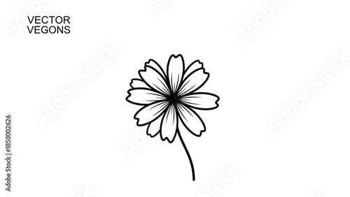 Simple Black and White Flower Illustration 12.