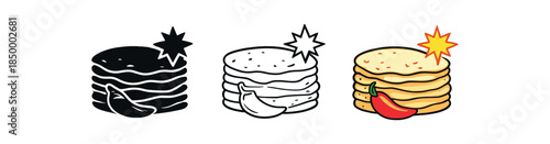 cinco de mayo tortilla stack with small chili and starburst