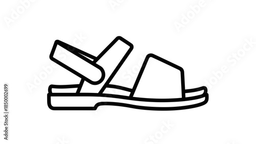 Simple Black and White Sandal Illustration 1.