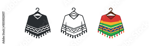 cinco de mayo poncho on hanger with geometric pattern