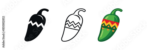 cinco de mayo stylized jalapeño with zigzag fiesta pattern