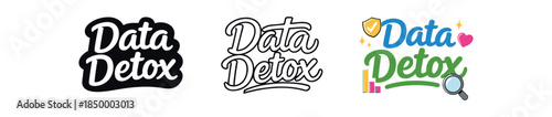 lettering three text only designs with phrase data detox