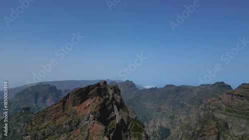 Majestic Mountain Peaks Under a Clear Blue Sky.