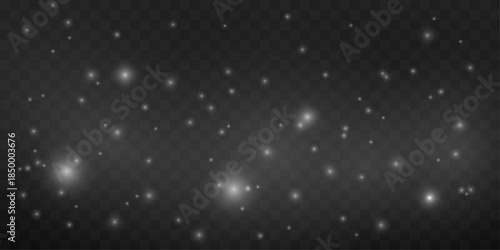 Bright white dust sparkles softly with glowing powder. Light festive particles create serene winter elegance. Great overlay for clean holiday visuals and backgrounds vector