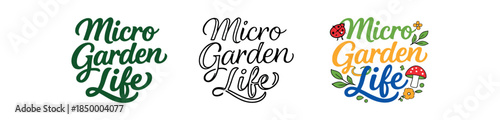 lettering three text only designs with phrase micro garden life