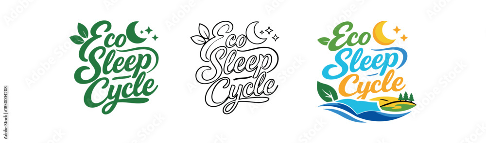 Fototapeta premium lettering three text only designs with phrase eco sleep cycle