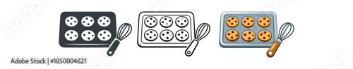 hobby baking tray with cookies and whisk nearby