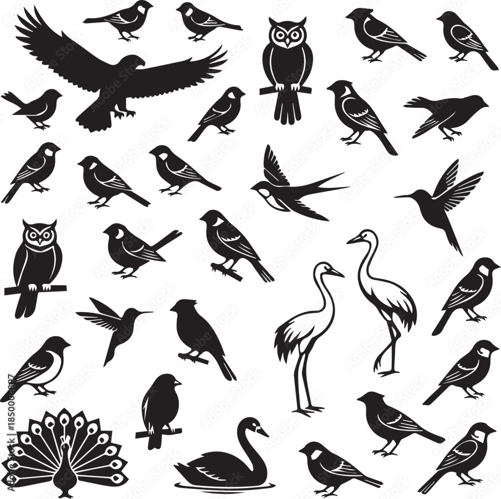 Fototapeta premium set of vector birds